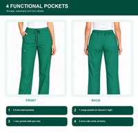 WonderWink W123 5255 Women's Drawstring Cargo Scrub Pants 2XS-5X 3 Colors