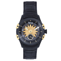 OLEVS Mens Automatic Watch Open Heart Skeleton Sub-Dials Black Dial Steel