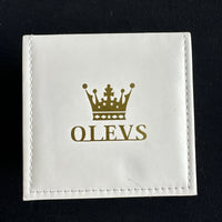 Olevs Mens Luxury Watch Skeleton, Moon Phase, Black Band, Black Dial
