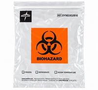 Medline DYND302810 Biohazard Specimen Bags 8” x 10” Zip Style Case of 1000