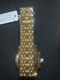 OLEVS Men Watch Mechanical Skeleton, Moon Phase, Gold Face, Gold Band