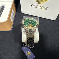 Oupinke GreenSkeleton Tourbillon Luminous Formal Automatic Mechanical Wristwatch