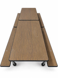 SICO TBB 10ft Folding Cafeteria Table with Benches Rolling Woodtone