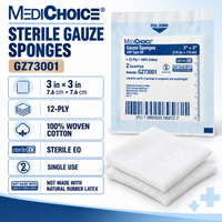 MediChoice GZ73001 Sterile Gauze 3x3 12-Ply 1200 Packs / 2400 Sponges