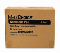 MediChoice COMM7007 7 Qt Commode Pail w/Lid Light Gray Case of 6 New