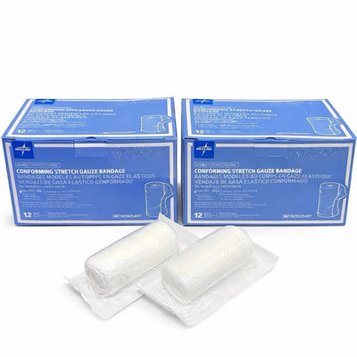 2 Boxes Of 12 Medline Conforming Stretch Gauze Bandage 3”x 75” Sterile NON25497