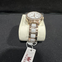 OLEVS Woman's Ceramics Band Zircon Case Day Auto Mechanical Wrist Watches White