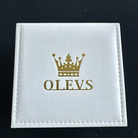 Olevs Mens Luxury Watch Skeleton, Moon Phase, Silver/Gold Band, Blue Dial
