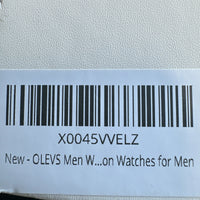 Olevs Men’s Luxury Watch, Day Date, Diamond, Silver Band, Silver Face