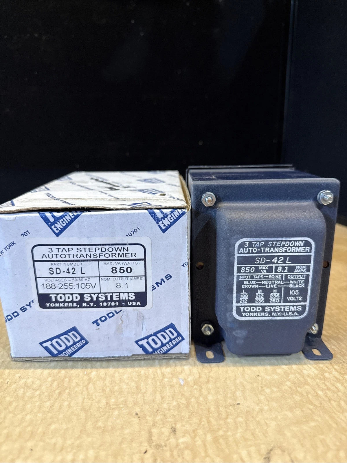 Todd Systems 3 Tap Stepdown Autotransformer SD-42 L 850 Max VA