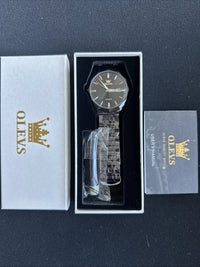 OLEVS Watches Men’s Waterproof Luxury Big Face Mens Watch Black Band/Face