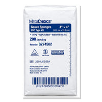MediChoice GZ74502 USP Type VII 4x4 12-Ply Non-Sterile Gauze Case 2000