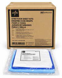 Medline NON37250 Stretcher Sheet Kit 3-Piece Blue White Case of 24 New