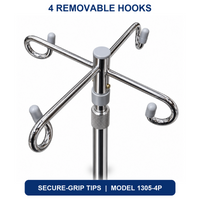 Blickman 1305-4P Rolling 4-Hook IV Pole Stand Chrome Adjustable 4-Leg Base New