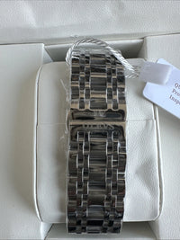 Olevs Men’s Watch Skeleton 5 Hands Silver Band, Silver Dial