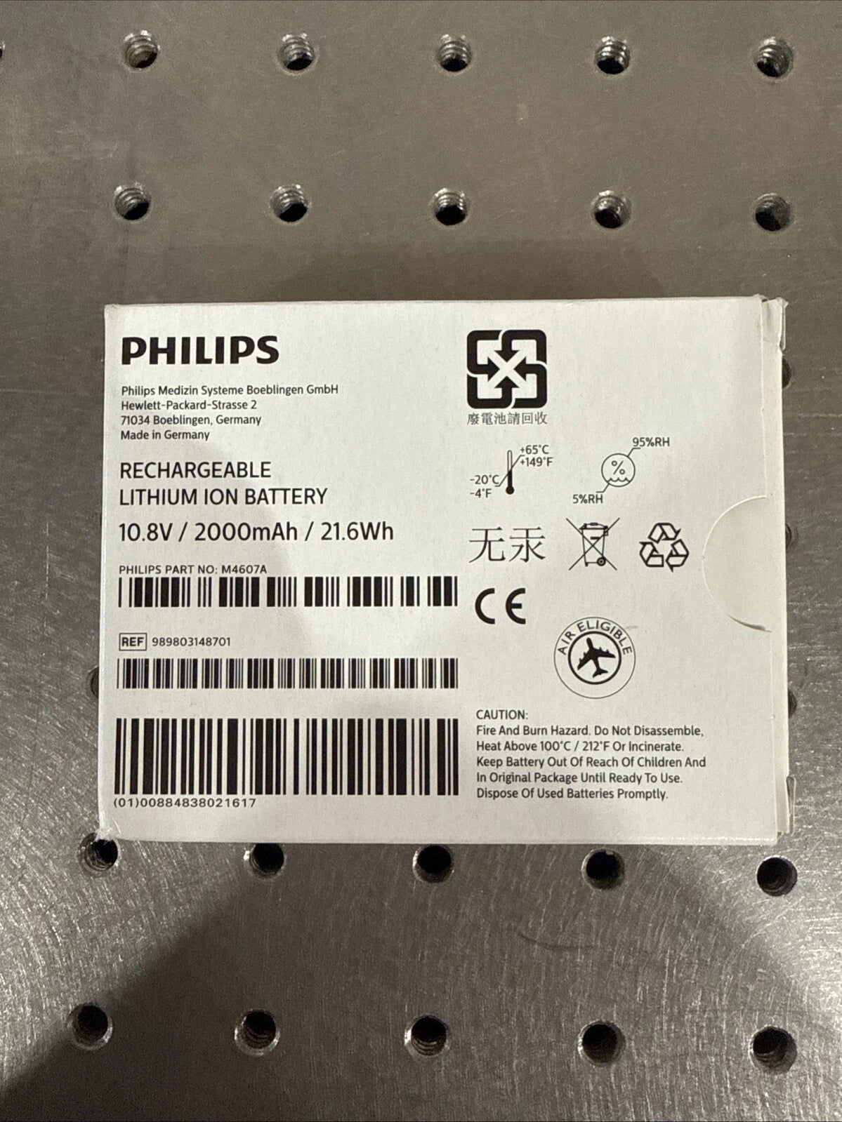 M4607A REF 989803148701 Monitor Battery For Philips MP2/X2 1000mAh 10.8v