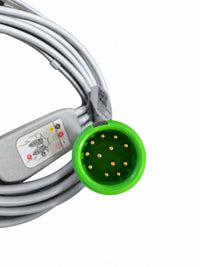 Edan ECG Cable 3-Lead 12-Pin Snap AHA 3.4m Reusable RPAYAC0029