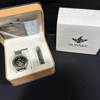 Oupinke BlackSkeleton Tourbillon Luminous Formal Automatic Mechanical Wristwatch
