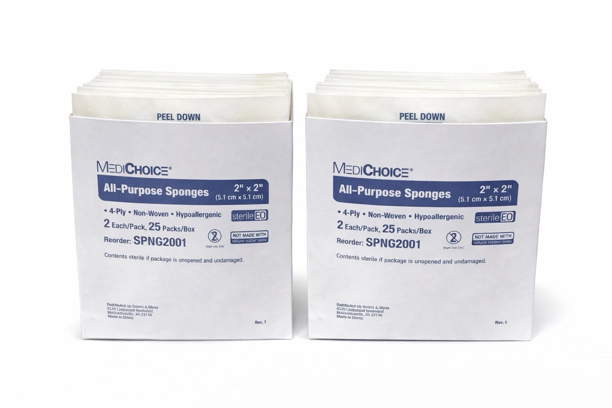 MediChoice All-Purpose Sponges – 2” x 2” – Sterile – 50ct - 4-ply - SPNG2001