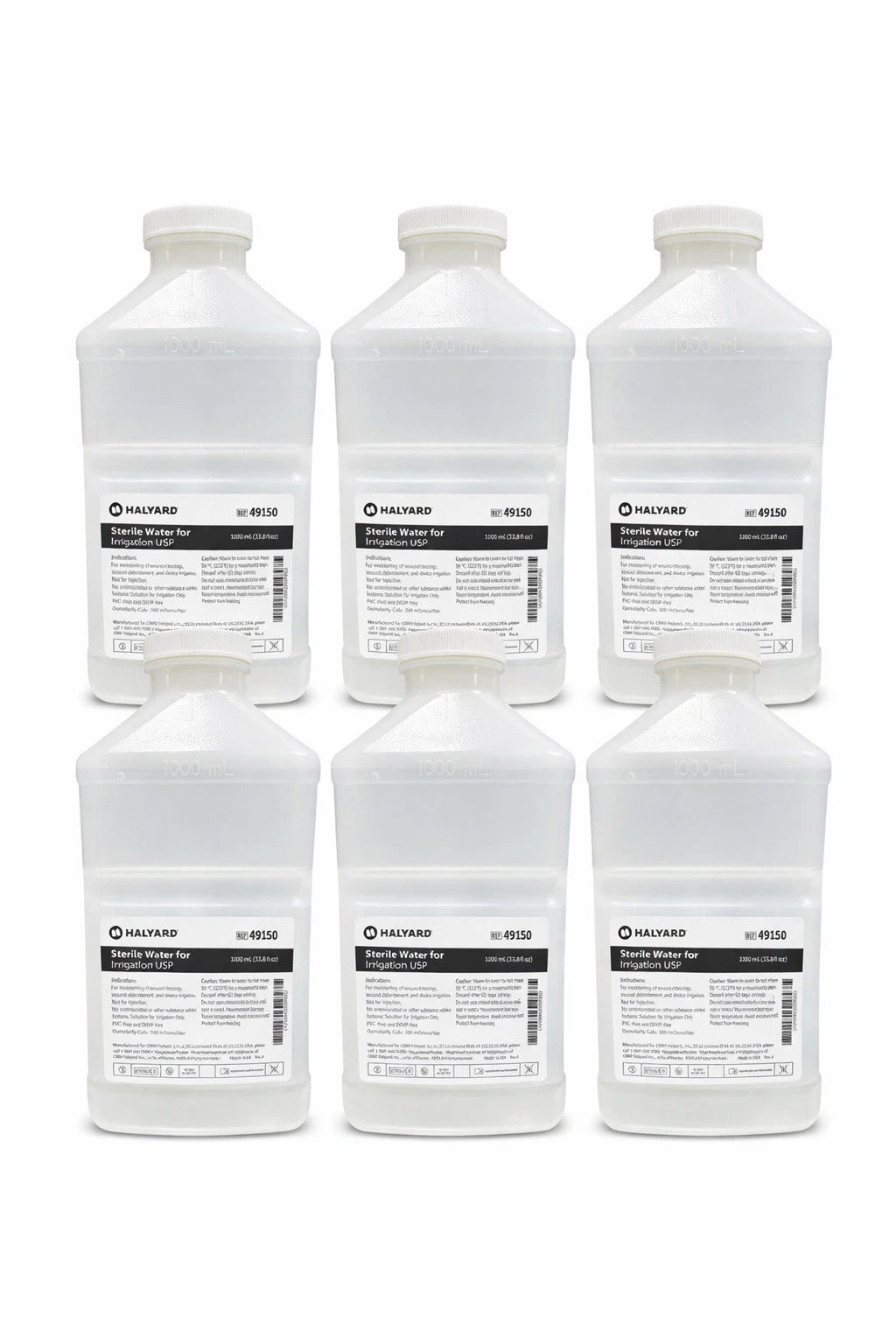 Lot Of 6 Halyard 49150 Sterile Water Irrigation 1000 mL PVC-Free and DEHP-Free