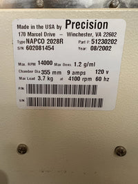 Precision NAPCO 2028R Refrigerated Programmable Centrifuge With FA-6T Rotor