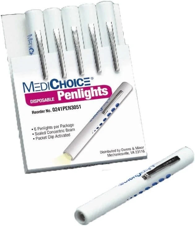 MediChoice Disposable Penlights with Pupil Gauge, Pack of 6