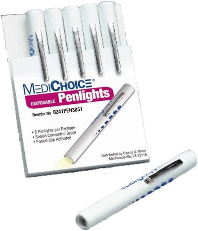 MediChoice Disposable Penlights with Pupil Gauge, Pack of 6