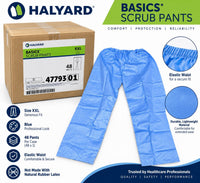 Halyard 47793 Basics Scrub Pants XXL Blue Elastic Waist Case of 48 New
