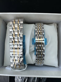 OLEVS Quartz Couple Pair Blue Dial, Stainless Steel, Waterproof, Calendar