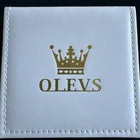 Olevs Mens Luxury Watch Skeleton, Day Date, Silver/Gold Band, Blue Dial