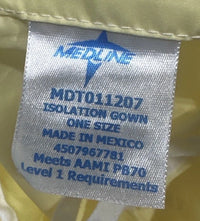 Medline Isolation Gown Level 1 AAMI PB70 Yellow One Size Lot of 10 MDT011207