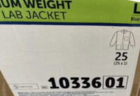 Halyard Medium Weight SMS Lab Jacket, Size Large (L), Blue, 25, Item #1033601