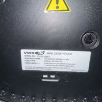 VWR Mini Centrifuge,Works Great, SN 2015120957