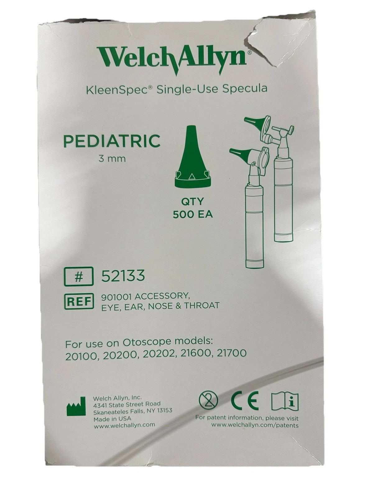 Welch Allyn 52133 KleenSpec 3mm Disposable Specula 500/Box NEW