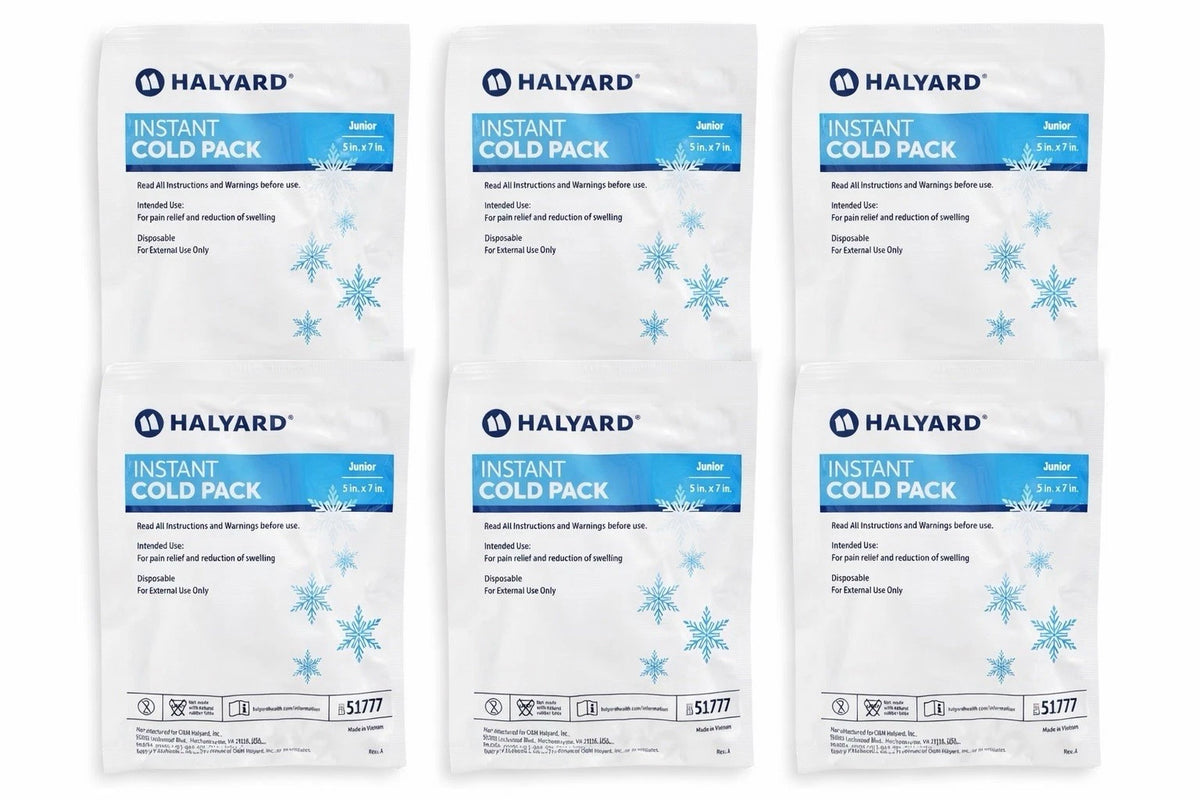 HALYARD 6 Instant Cold Packs Disposable Cold Compress Ice Packs 5x7in