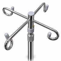 Blickman 1305-4P Rolling 4-Hook IV Pole Stand Chrome Adjustable 4-Leg Base New