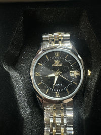OLEVS Women’s Watch Black Face, Gold/Silver Band, Day Date, Quartz