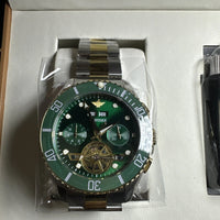 Oupinke Men’s Luxury Watch Silver/Gold Band, Green Dial, Green Bezel