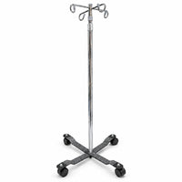 Blickman 1305-4P Rolling 4-Hook IV Pole Stand Chrome Adjustable 4-Leg Base New