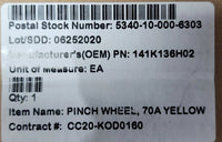 Generic 141K136H02 Pinch Wheel 2.3x6” Rubber Flexing Yellow 70A