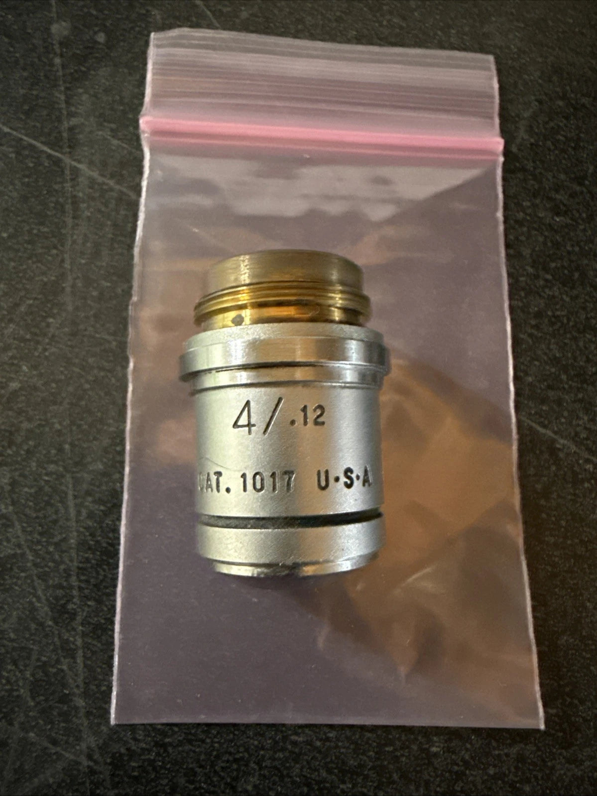 AO American Optical Plan Achro 4x 4/.12 Microscope Objective CAT 1017