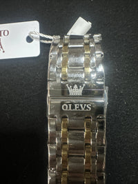 OLEVS Men Watch Mechanical Skeleton, Moon Phase, Silver Face, Gold/Silver Band