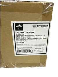 Medline DYND30331 4oz Specimen Containers w/ Lid 120mL Case of 100 Sterile