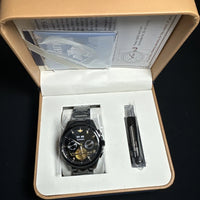 Oupike Men’s Watch Tourbillon Self Winding All Black Band, Black Dial
