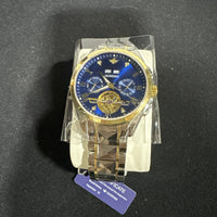 Oupinke Blue Skeleton Tourbillon Luminous Formal Automatic Mechanical Wristwatch