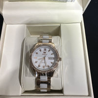 OLEVS Woman's Ceramics Band Zircon Case Day Auto Mechanical Wrist Watches White