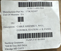 Northrop Grumman 173K382G07 Belden Cable Assembly W831 control station