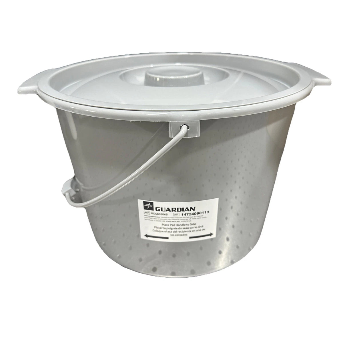 Medline Guardian Commode Bucket w/ Lid & Handle MDS80306B Replacement Gray