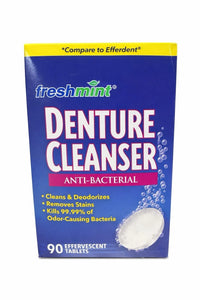 Freshmint Denture Cleanser Anti-Bacterial Effervescent Tablets 90 Count