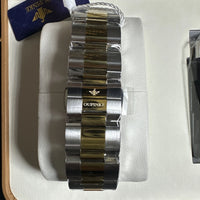 Oupinke Men’s Luxury Watch Silver/Gold Band, Green Dial, Green Bezel